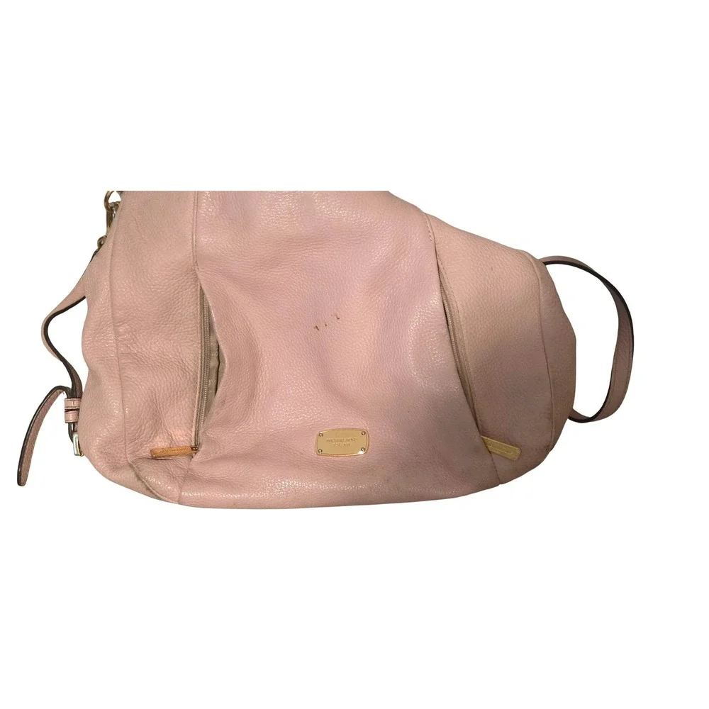 Hobo Bag Michael Kors Pebbled Leather Gold Hardware Womens Pink 35S6GEQL3L
